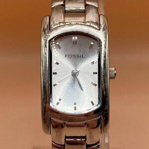 Fossil Watch F2  ES-9519 All Stainless‎ Steel Silver Tone Stick Analog Quartz
